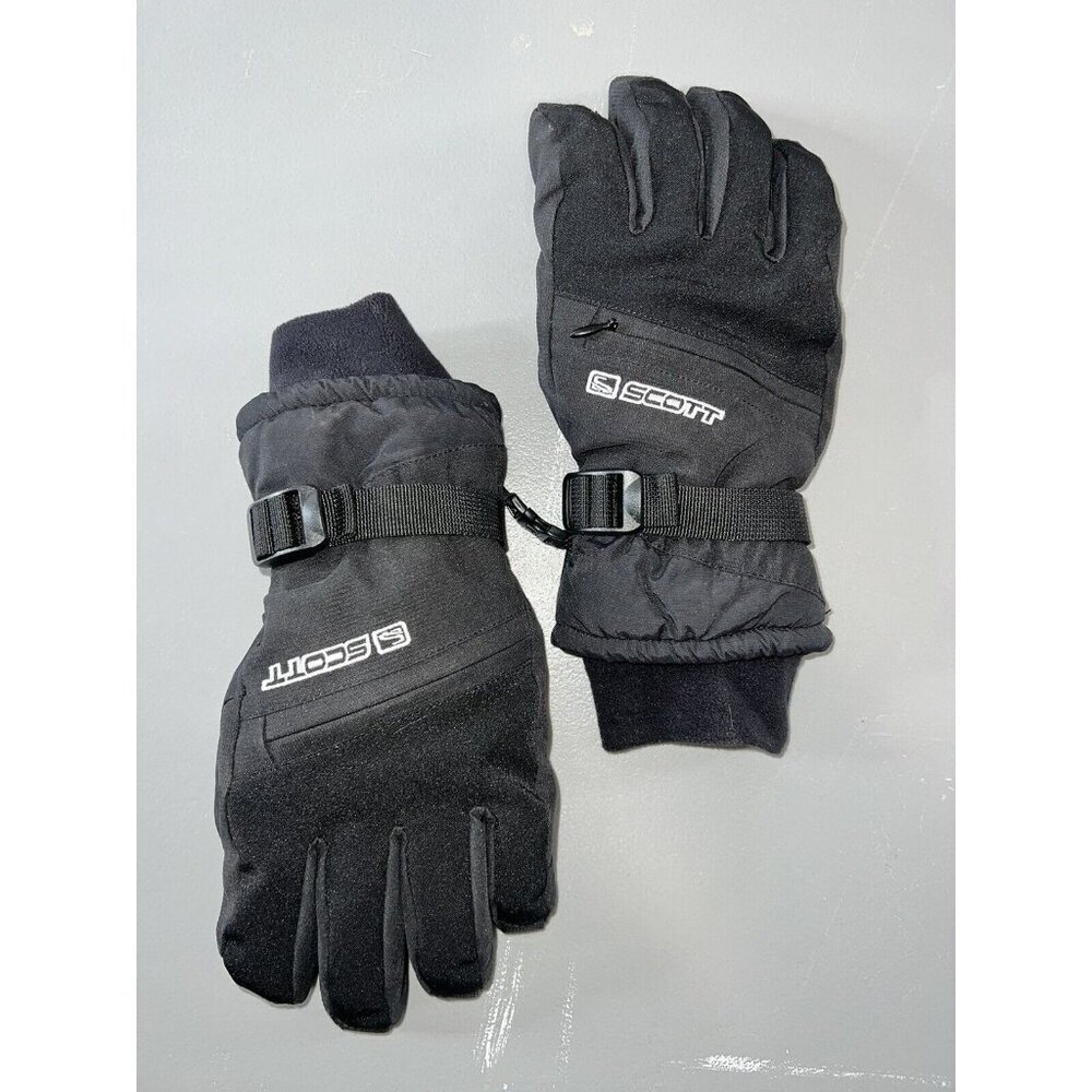 Scott Snow Gloves Ski Insulated Adjustable Winter Black Zip Pocket  S/8 Mens X1
